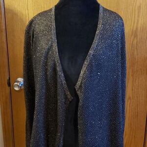 Jones new york new black gold drape cardigan
